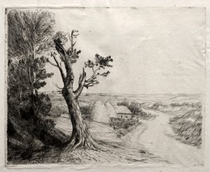 Maisema olkipintojen kanssa. tekijältä Alphonse Legros