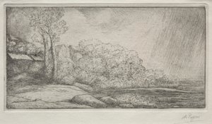 Maisema kahdella puulla tekijältä Alphonse Legros
