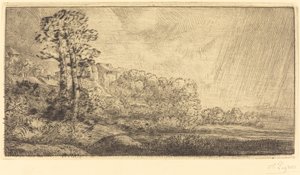 Maisema kahdella puulla tekijältä Alphonse Legros