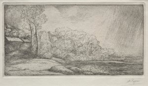 Maisema kahdella puulla Maisema kahdella puulla. tekijältä Alphonse Legros