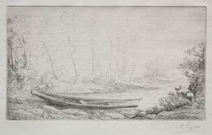 Lähtö kalalle, sumussa. tekijältä Alphonse Legros