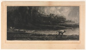 Maisema veneessä tekijältä Alphonse Legros