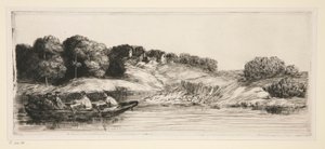 Maisema veneen kanssa (1. levy) tekijältä Alphonse Legros