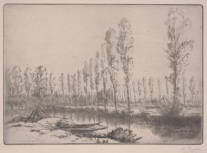 Les Tourbieres: Lähellä Amiensia (etsaus) tekijältä Alphonse Legros