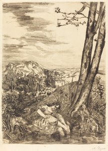 Talonpoika pesee jalkojaan Talonpoika pesee jalkojaan, 1860. tekijältä Alphonse Legros