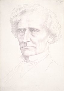 Hector Berliozin muotokuva (kultakärki vaaleanpunaiselle paperille) tekijältä Alphonse Legros
