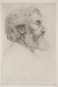 Sir Frederick Leightonin ensimmäisen lautasen muotokuva. tekijältä Alphonse Legros