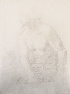 Istuva alaston mies (ruskea liitu paperille) tekijältä Alphonse Legros