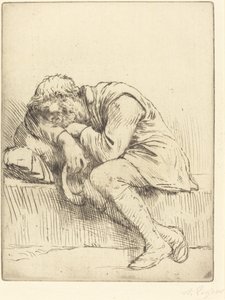 Nukkuva kerjäläinen tekijältä Alphonse Legros