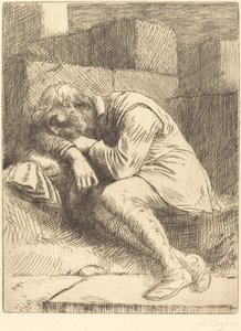 Nukkuva kerjäläinen tekijältä Alphonse Legros