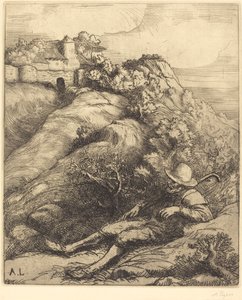 Nukkuva paimen Le repos du berger. tekijältä Alphonse Legros