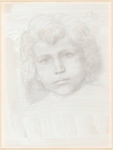 Tutkimus Cupidosta (tytön pää) tekijältä Alphonse Legros