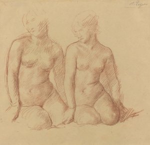 Tutkimus kahdesta vierekkäin istuvasta hahmosta tekijältä Alphonse Legros