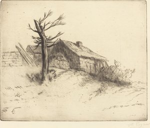Olkikattoinen mökki (Chaumiere) tekijältä Alphonse Legros