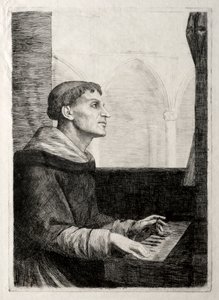 Munkki urkuilla. tekijältä Alphonse Legros