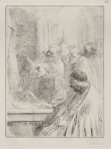 Munkit kirkossa tekijältä Alphonse Legros
