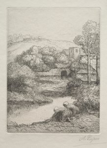 Pesupaikka, nimeltään The Washerwomen (Le Lavoir, Dite "Les Laveuses") tekijältä Alphonse Legros