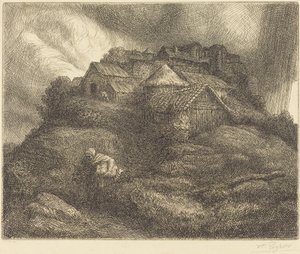 Saint-Pierren kylä myrskyn aikana tekijältä Alphonse Legros
