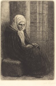 Nainen istuu seinää vasten, Lapsi pää sylissään Femme assis, muraille au fond.... tekijältä Alphonse Legros