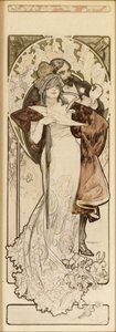 Malli litografialle "Ohjelma 27. lokakuuta 1900", n. 1900 tekijältä Alphonse Mucha