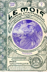 Lehden kansi (kuukausilehti) Le Month litteraire et viehättävä Alphonse Mucha (1860-1939): helmikuu 1899 - Maison de la Bonne Presse - tekijältä Alphonse Mucha