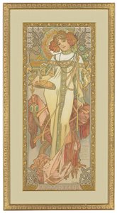 Neljä vuodenaikaa: Syksy, 1900 tekijältä Alphonse Mucha