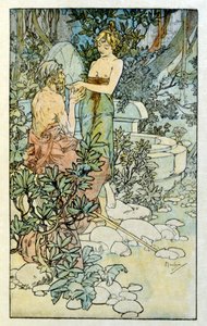 Alphonse Muchan kuvitus ranskalaisen kirjailijan Anatole Francen teoksesta "Clio". 1900. Mucha (1860 – 1939). oli tšekkiläinen jugendmaalari tekijältä Alphonse Mucha