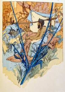 Alphonse Muchan kuvitus Paul Verolan "Rama" runosta kolmessa näytöksessä. noin 1898. Mucha (1860-1939). oli tšekkiläinen jugendmaalari tekijältä Alphonse Mucha