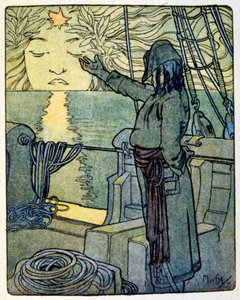 Alphonse Muchan kuvitus kirjalle "Clio" (1900). ranskalaiselta kirjailijalta. Anatole France. Anatole France (1844-1924). oli ranskalainen runoilija. toimittaja. ja kirjailija. tekijältä Alphonse Mucha