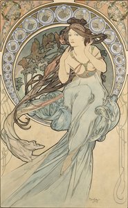 Musiikki, 1898 tekijältä Alphonse Mucha