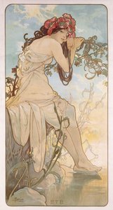 Kesä; Ete, n. 1896 tekijältä Alphonse Mucha