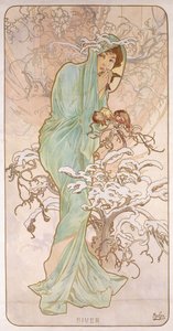 Talvi; Talvi, noin 1896 tekijältä Alphonse Mucha
