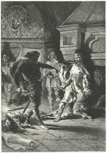 Clovis I pakottaa tahtonsa frankkien kuninkaana (kaiverrus) tekijältä Alphonse Marie de (after) Neuville