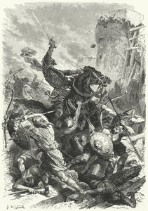 Kreivi Odo puolustamassa Pariisia normanneja vastaan, 886 (kaiverrus)
