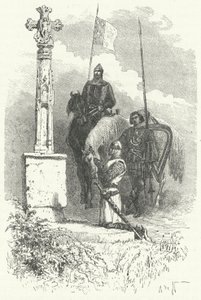 Ferdinand I Leonilainen rukoilemassa ristin edessä tekijältä Alphonse Marie de (after) Neuville
