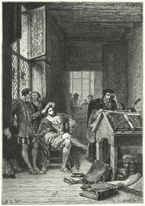 Francis I Ranskalainen kirjapainon ja tutkijan Robert Estiennen kanssa tekijältä Alphonse Marie de (after) Neuville