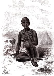 Etelä-Sudanin latuka-heimon päällikön Moyn vaimo Bokke tekijältä Alphonse Marie de Neuville