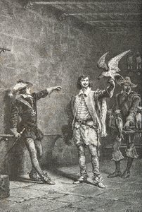 Ludvig 13 kuusitoistavuotiaana suosikkinsa Luynesin herttuan kanssa (kaiverrus). tekijältä Alphonse Marie de Neuville
