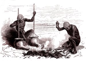 Alkuperäiset sepät Latuka-heimosta. eteläsudan tekijältä Alphonse Marie de Neuville