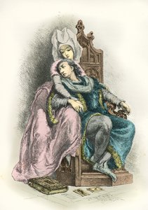 Muotokuva kuningas Kaarle 6 dit le bien aime ja Odette de Champdivers (kaiverrus) (kaiverrus) tekijältä Alphonse Marie de Neuville