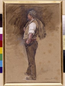 Farmerilla on takki päässä. Alphonse Moutten (1840-1913) maalaus, maininta pakollinen: Kokoelman perustan terveisiä Provencesta, Marseillesta (mitat cm 27x18) tekijältä Alphonse Moutte