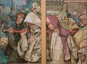 A. Mucha, Pyhän Vituksen ikkuna Prahassa / pahvi 1931 tekijältä Alphonse Mucha