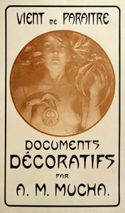 Mainos Alphonse Muchan monografiaan Decorative Documents, 1902 tekijältä Alphonse Mucha