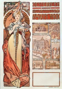Alphonse Muchan (1860-1939) Itävallan mainosjuliste edustettuna Pariisin yleisnäyttelyssä 1900 - Koko 68x98,5 cm Alphonse Muchan mainosjuliste "" Austria" -näyttelyssä