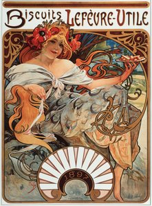 Alphonse Muchan (1860-1939) mainosjuliste keksille "" Lefevre-Utile"", 1897 - Alphonse Muchan mainosjuliste Lefevre Utile Biscuitsille, 1897 Koko 44x61 cm - Yksityinen kokoelma