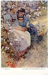 "Autuaita ovat puhdassydämiset, sillä he saavat nähdä Jumalan", 1906 tekijältä Alphonse Mucha