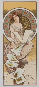 Samppanjakalenteri, noin 1897. tekijältä Alphonse Mucha