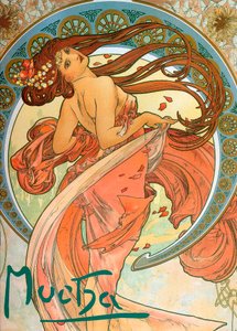 Tanssi sarjasta The Arts, 1898 tekijältä Alphonse Mucha