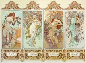 Die vier Jahreszeiten tekijältä Alphonse Mucha