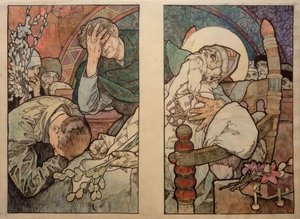 Pyhän Vituksen ikkuna Prahassa, pahvi 1931 tekijältä Alphonse Mucha